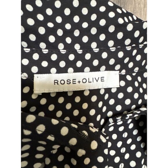 Rose+Olive Womens 2X Polka Dot Button-Up Blouse Black/White Size @x (No Size Tag - Picture 4 of 9